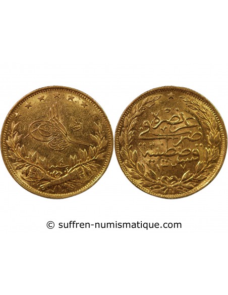 EMPIRE OTTOMAN, SULTAN MEHMED V - 100 KURUSH OR - CONSTANTINOPLE, AH 1327 / 4 (1912-1913)