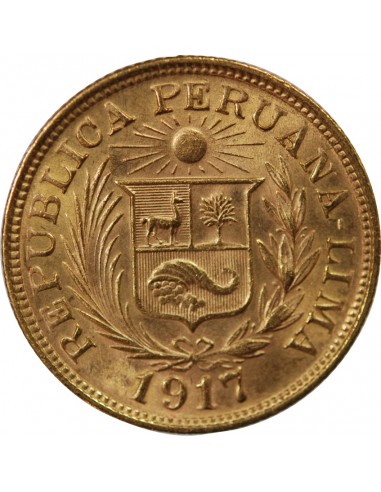 PEROU - 1 LIBRA OR 1917 LIMA