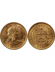 PEROU - 1 LIBRA OR 1917 LIMA 2