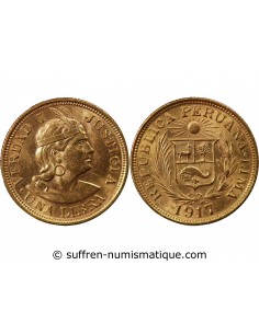 PEROU - 1 LIBRA OR 1917 LIMA
