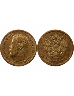 RUSSIE, NICOLAS II - 5 ROUBLES OR 1897 2