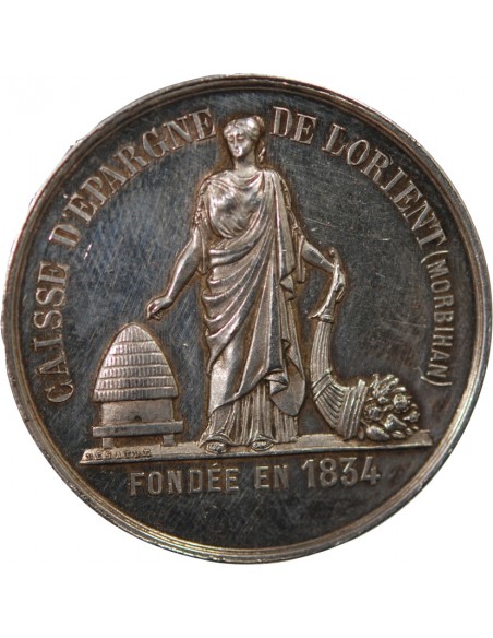 CAISSE D'EPARGNE DE LORIENT - JETON ARGENT poinçon Corne (après 1879)