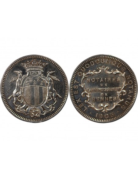NOTAIRES DE RENNES - JETON ARGENT 1905