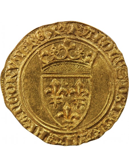 CHARLES VI LE FOU - ECU D'OR A LA COURONNE, 1420-1422 TROYES