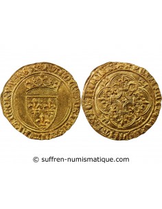 CHARLES VI LE FOU - ECU D'OR A LA COURONNE, 1420-1422 TROYES