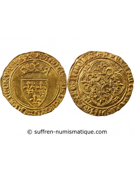 CHARLES VI LE FOU - ECU D'OR A LA COURONNE, 1420-1422 TROYES