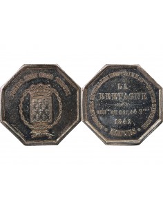 ASSURANCES MUTUELLES CONTRE L'INCENDIE, LA BRETAGNE - JETON ARGENT 1842 - NANTES POINCON MAIN (1845-1860) 2
