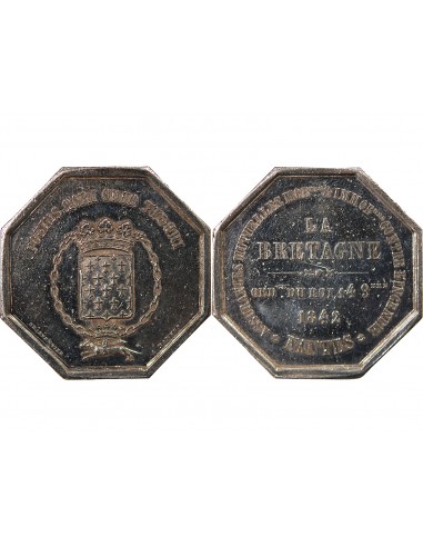 ASSURANCES MUTUELLES CONTRE L'INCENDIE, LA BRETAGNE - JETON ARGENT 1842 - NANTES POINCON MAIN (1845-1860)