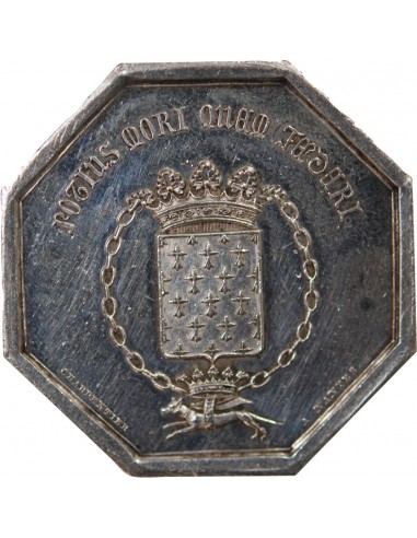 ASSURANCES MUTUELLES CONTRE L'INCENDIE, LA BRETAGNE - JETON ARGENT 1842 - NANTES POINCON MAIN (1845-1860)