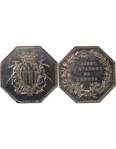 CAISSE D'EPARGNE DE RENNES - JETON ARGENT poinçon Corne (après 1879)