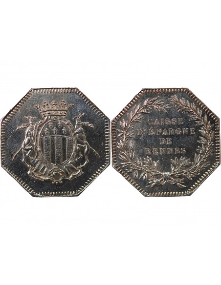 CAISSE D'EPARGNE DE RENNES - JETON ARGENT poinçon Corne (après 1879)