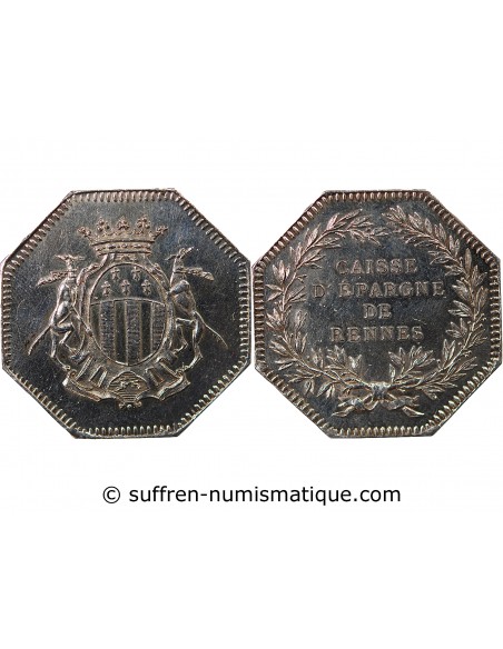 CAISSE D'EPARGNE DE RENNES - JETON ARGENT poinçon Corne (après 1879)