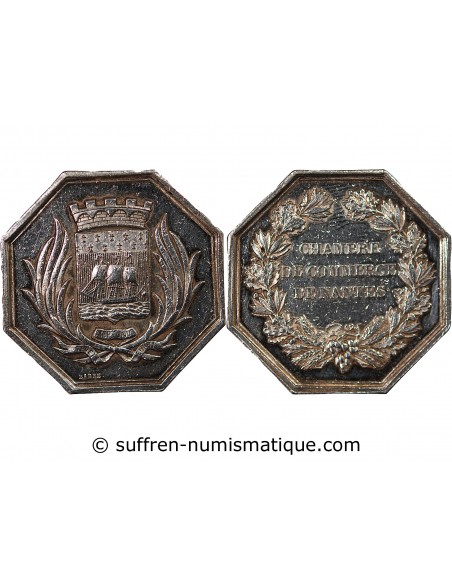 CHAMBRE DE COMMERCE DE NANTES - JETON ARGENT, BARRE, POINCON MAIN (1845-1855)