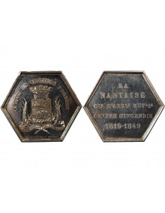 ASSURANCES MUTUELLES CONTRE L'INCENDIE, LA NANTAISE - JETON ARGENT - NANTES POINCON CORNE (après 1879), GRAVEUR CHARPENTIER 2