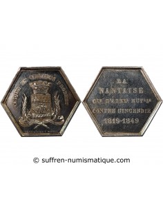 ASSURANCES MUTUELLES CONTRE L'INCENDIE, LA NANTAISE - JETON ARGENT - NANTES POINCON CORNE (après 1879), GRAVEUR CHARPENTIER