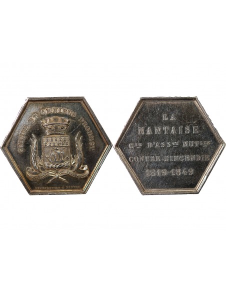 ASSURANCES MUTUELLES CONTRE L'INCENDIE, LA NANTAISE - JETON ARGENT - NANTES POINCON CORNE (après 1879), Ets. CHARPENTIER
