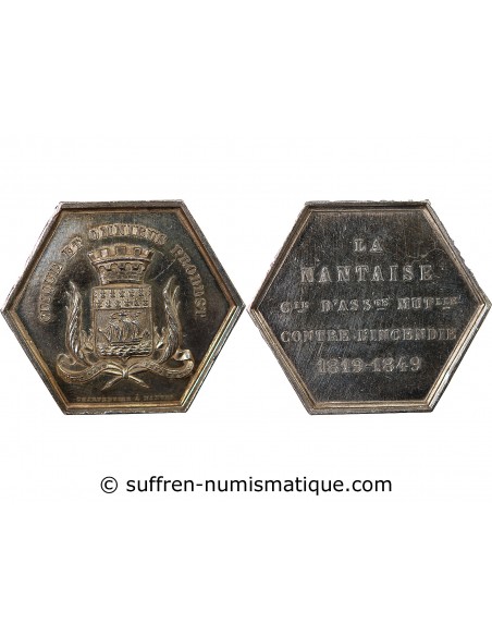 ASSURANCES MUTUELLES CONTRE L'INCENDIE, LA NANTAISE - JETON ARGENT - NANTES POINCON CORNE (après 1879), Ets. CHARPENTIER