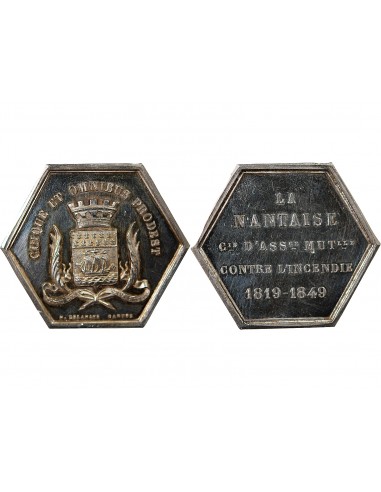 ASSURANCES MUTUELLES CONTRE L'INCENDIE, LA NANTAISE - JETON ARGENT - NANTES POINCON CORNE (après 1879), H. DELAHAYE