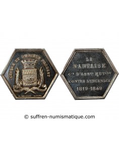 ASSURANCES MUTUELLES CONTRE L'INCENDIE, LA NANTAISE - JETON ARGENT - NANTES POINCON CORNE (après 1879), H. DELAHAYE