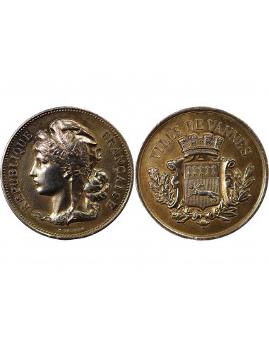 VILLE DE VANNES - JETON ARGENT DORE - GRAVEUR F. VERNON, fin XIXe, début XXe.