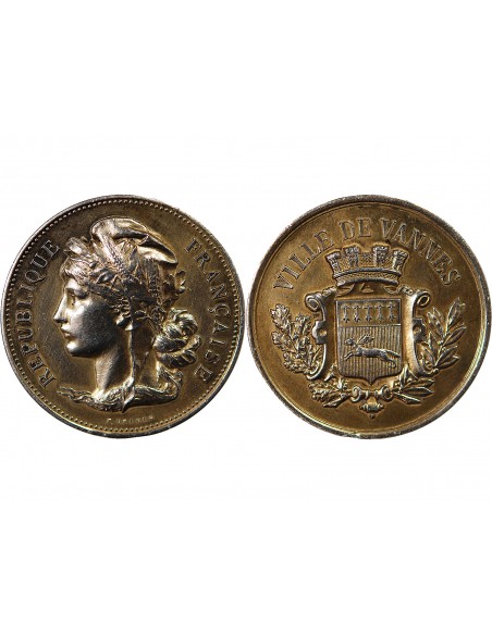 VILLE DE VANNES - JETON ARGENT DORE - GRAVEUR F. VERNON, fin XIXe, début XXe.