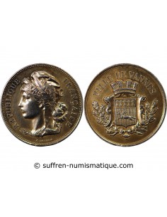 VILLE DE VANNES - JETON ARGENT DORE - GRAVEUR F. VERNON, fin XIXe, début XXe.