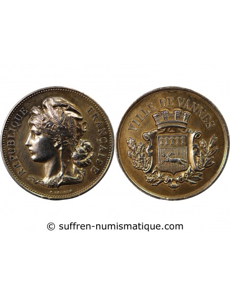 VILLE DE VANNES - JETON ARGENT DORE - GRAVEUR F. VERNON, fin XIXe, début XXe.