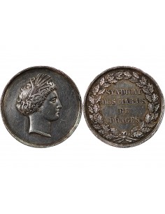 SYNDICAT DES MARAIS DE DONGES - JETON ARGENT - GRAVEUR DUBOIS, POINCON MAIN (1845-1860) 2