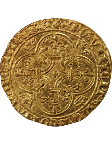CHARLES VI LE FOU - ECU D'OR A LA COURONNE, 1420-1422, LYON