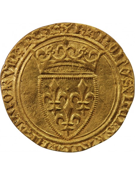 CHARLES VI LE FOU - ECU D'OR A LA COURONNE, 1420-1422, LYON