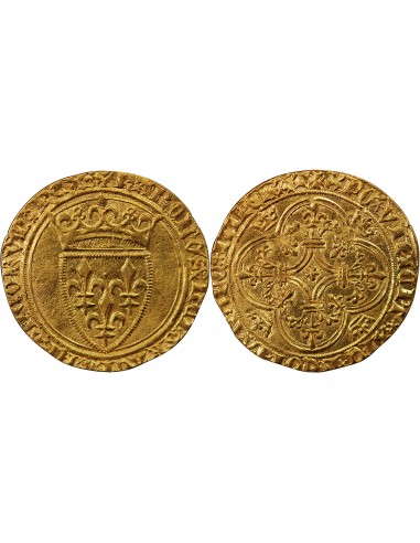 CHARLES VI LE FOU - ECU D'OR A LA COURONNE, 1420-1422, LYON
