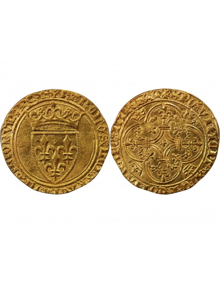 CHARLES VI LE FOU - ECU D'OR A LA COURONNE, 1420-1422, LYON