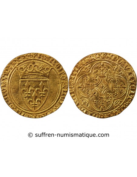 CHARLES VI LE FOU - ECU D'OR A LA COURONNE, 1420-1422, LYON