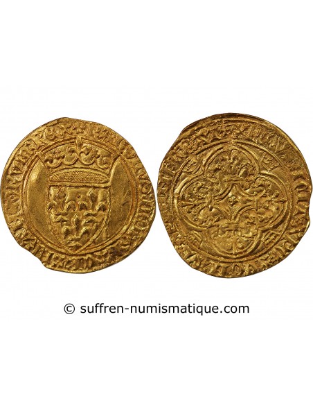 CHARLES VI LE FOU - ECU D'OR A LA COURONNE, 1421-1422, LE CROTOY ?