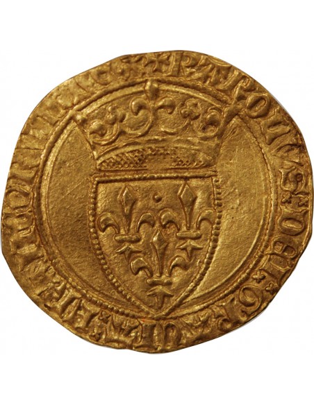 CHARLES VI LE FOU - ECU D'OR A LA COURONNE, 1421-1422, LE CROTOY ?