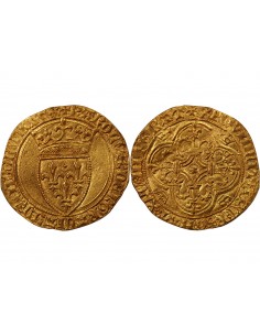 CHARLES VI LE FOU - ECU D'OR A LA COURONNE, 1421-1422, LE CROTOY ? 2