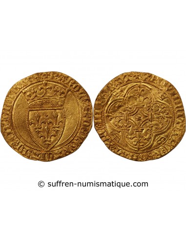 CHARLES VI LE FOU - ECU D'OR A LA COURONNE, 1421-1422, LE CROTOY ?