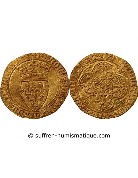 CHARLES VI LE FOU - ECU D'OR A LA COURONNE, 1421-1422, LE CROTOY ?