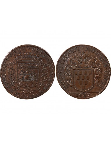 MAIRE DE NANTES - GUILLAUME DE LISLE DE LA NICOLLIERE - JETON ARGENT 1687