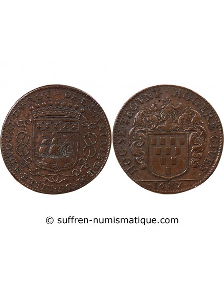 MAIRE DE NANTES - GUILLAUME DE LISLE DE LA NICOLLIERE - JETON ARGENT 1687