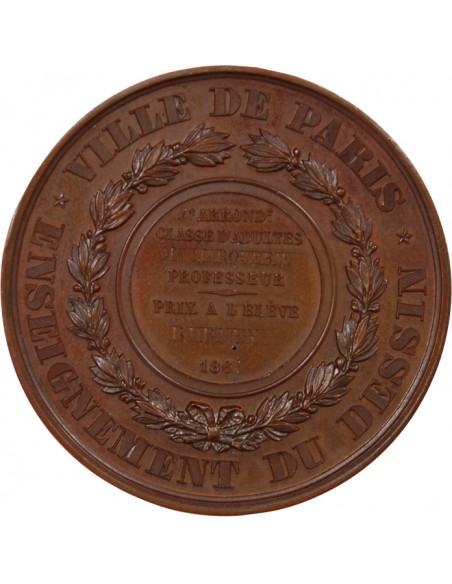 ENSEIGNEMENT DU DESSIN, NAPOLEON III - MEDAILLE 1867