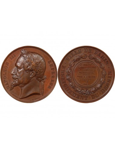 ENSEIGNEMENT DU DESSIN, NAPOLEON III - MEDAILLE 1867