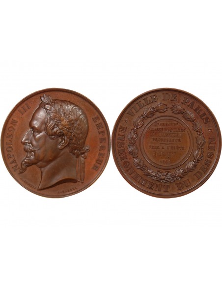 ENSEIGNEMENT DU DESSIN, NAPOLEON III - MEDAILLE 1867