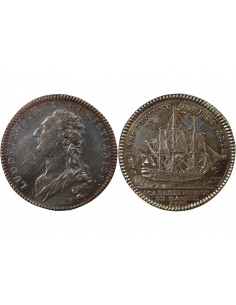 ACADEMIE DE MARINE, GALERES ROYALES, LOUIS XVI - JETON ARGENT 1778 2