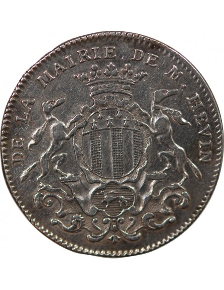 MAIRE DE RENNES - JACQUES JULIEN HEVIN - JETON ARGENT 1762