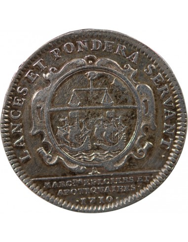 CORPORATIONS DES MARCHANDS EPICIERS APOTIQUAIRES  - JETON ARGENT 1710