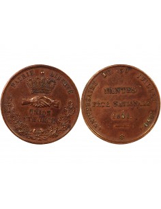 SECONDE REPUBLIQUE, FÊTE NATIONALE DE NANTES - MEDAILLE CUIVRE 1851 2