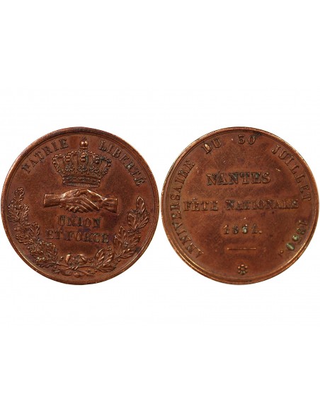 SECONDE REPUBLIQUE, FÊTE NATIONALE DE NANTES - MEDAILLE CUIVRE 1851