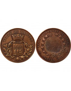 ECOLE DE DESSIN DE NANTES, PRIX DU DESSIN ARTISTIQUE DE 3e ANNEE - MEDAILLE BRONZE 1901 - ATTRIBUE À PIERRE BAUDRIER 2