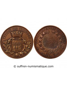 ECOLE DE DESSIN DE NANTES, PRIX DU DESSIN ARTISTIQUE DE 3e ANNEE - MEDAILLE BRONZE 1901 - ATTRIBUE À PIERRE BAUDRIER